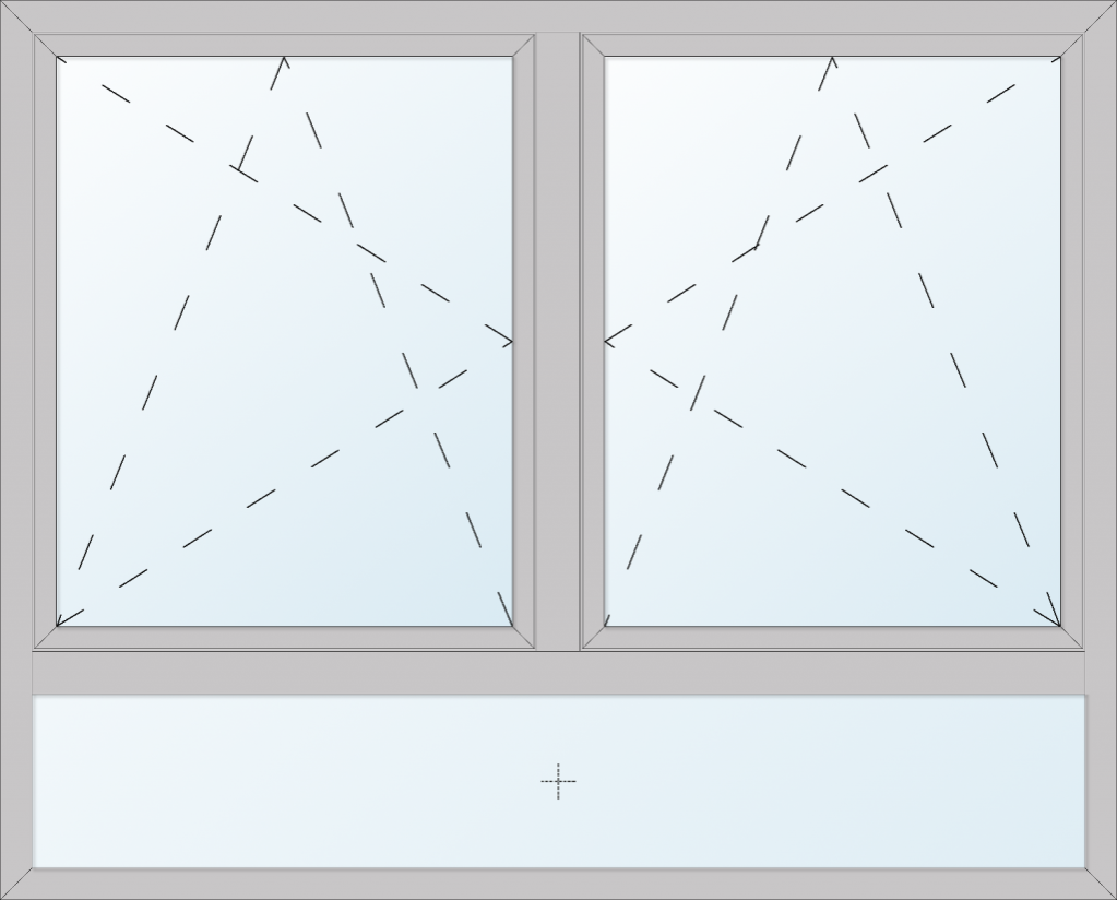 Zweiflügeliges Fenster mit Dreh- / Kippfunktion und festem Unterlicht